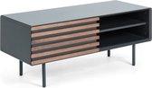 Kave Home - Kesia TV-meubel in walnoot fineer met zwarte lak 120 x 48,5 cm