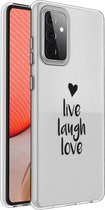 iMoshion Hoesje Geschikt voor Samsung Galaxy A72 Hoesje Siliconen - iMoshion Design hoesje - Transparant / Zwart / Live Laugh Love