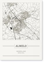 Stadskaart Almelo - Plattegrond Almelo – city map – Dibond muurdecoratie 30 x 40 cm