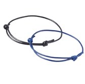 2 schuifkoord- Armband- blauw -zwart-Charme Bijoux