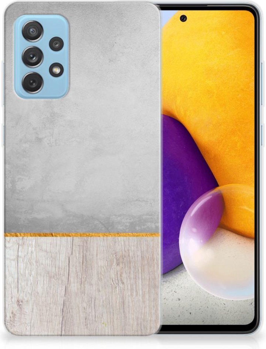 Samsung Galaxy A72 Bumper Hoesje Wood Concrete