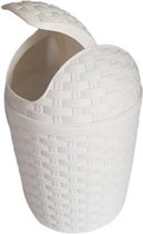 Rattan tafelafvalemmer PASCAL - Wit - Kunststof - 1.2L - 12 x 12 x 18 cm