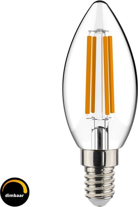Proventa Dimbare LED Filament kaarslamp met kleine E14 fitting - ⌀ 35 - LED lamp