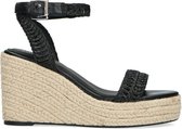 Sacha - Dames - Zwarte sleehakken met gewoven touwzool - Maat 41