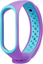 Siliconen Sportriemen voor Mi Band 5 - Siliconen Band voor Fitnesstracker - Ademende Polsband voor Mi-band 5 - (Purper en Blauw)