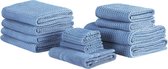 Beliani AREORA - Handdoek set van 11 - blauw - katoen