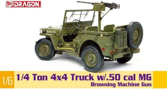 Foto: 1 6 dragon 75052 1 4 ton 4x4 truck w m2 50 cal machine gun plastic modelbouwpakket