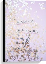 Canvas  - ''Magic Please'' met gouden Sterren - 40x60cm Foto op Canvas Schilderij (Wanddecoratie op Canvas)