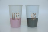 Hometrends  - koffiemokken - dubbel gelaagd - theemokken - warm houd beker - koffiebeker - theemok - glas voor hem en haar setje - his & hers