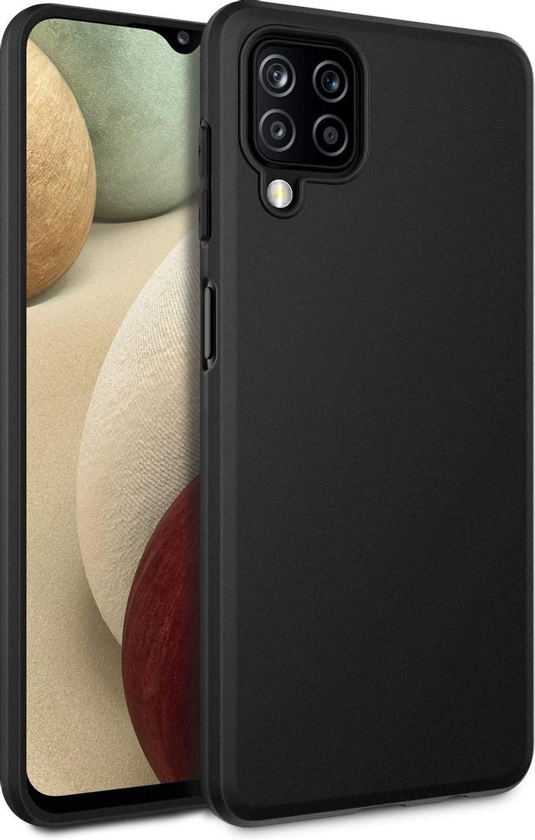 Soft Backcover Hoesje Geschikt voor: Samsung Galaxy A12 - Silicone - Zwart