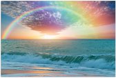 Poster – Regenboog boven Mooie Blauwe Zee - 60x40cm Foto op Posterpapier