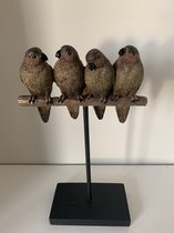 Vogels op stok polyresin 15,5x7,2x25cm -