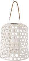 J-Line Lantaarn Suspendue Birdy Hout Mat Wit