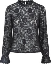 Pieces Dames 17113286 LOLLI LS LACE TOP D2D Black - Maat S