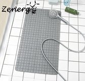 Zenergy tapis de douche / tapis de bain antidérapant gris - 70x40cm - ventouses - salle de bain