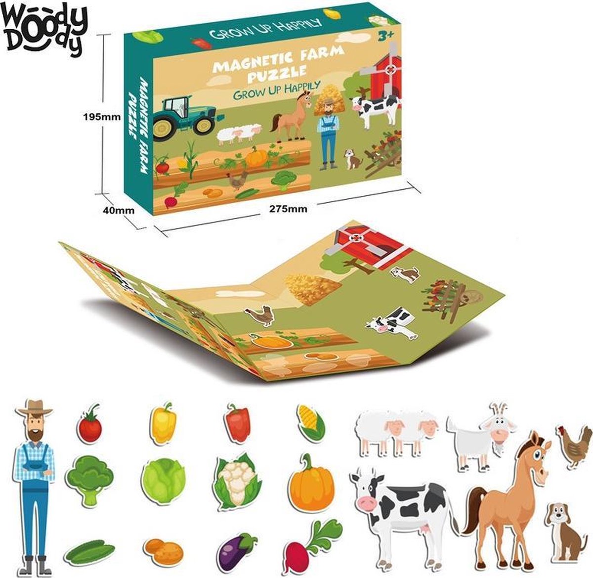 Boerderij Puzzel Magnetibook - Magneet Boek Boerderij - Plakboek Dieren en Boerderij Montessori - Boerderij Speelgoed - WoodyDoody - Sinterklaas cadeautjes jongens en meisjes — afbeelding 2