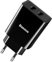 Baseus Dual USB Adapter - Telefoonoplader - 10.5W - Zwart