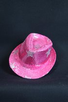 HOED AL CAPONE GLITTER PINK MET STERREN