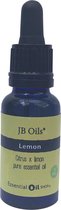 JB Oils® - Citroen olie - Lemon - Citrus x limon – Etherische Olie - Essentiële olie – Aromatherapie - 20 ml - 100% natuurlijke kwaliteit en biologisch