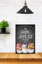 3D Retro hout Poster Kleine Bon Appetit
