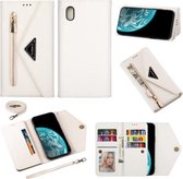 Voor Xiaomi Redmi 7A Skin Feel Rits Horizontale Flip Leren Case met Houder & Kaartsleuven & Fotolijst & Lanyard & Lang Touw (Wit)