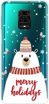 Voor Xiaomi Redmi Note 9S Christmas Series Transparante TPU beschermhoes (sjaal witte beer)