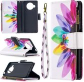 Voor Xiaomi Mi 10T Lite 5G Gekleurde Tekening Patroon Rits Horizontale Flip Lederen Case met Houder & Kaartsleuven & Portemonnee (Sun Flower)