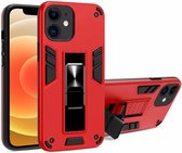 2-in-1 pc + TPU schokbestendige beschermhoes met onzichtbare houder voor iPhone 12 mini (rood)