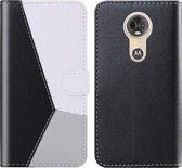 Voor Motorola Moto E5 Plus Tricolor Stitching Horizontale Flip TPU + PU lederen tas met houder & kaartsleuven & portemonnee (zwart)