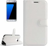 Voor Galaxy S7 / G930 Litchi Texture Horizontale Flip lederen tas met houder & kaartsleuven & portemonnee (wit)