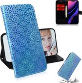 Voor iPhone 11 Pro Max Effen kleur Kleurrijke magnetische gesp Horizontale flip PU lederen tas met houder & kaartsleuven & portemonnee & lanyard (blauw)