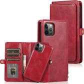 Meerdere kaartsleuven Afneembare magnetische horizontale flip lederen tas met kaartsleuven & houder & portemonnee voor iPhone 12/12 Pro (rood)