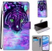 Voor Xiaomi Redmi 10X 5G / 10X Pro 5G Gekleurde Tekening Kruis Textuur Horizontale Flip PU Lederen Case met Houder & Kaartsleuven & Portemonnee & Lanyard (Tijger Drinkwater)