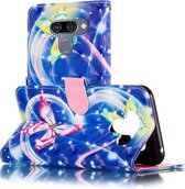 Voor LG K50 3D Patroon Gekleurde Tekening Horizontale Flip Leren Case met Houder & Kaartsleuven & Portemonnee & Lanyard (Liefde Vlinder)