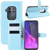 Voor Motorola One Zoom Litchi Texture Horizontale Flip Leren Case met Portemonnee & Houder & Kaartsleuven (Blauw)