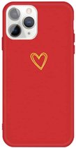 Voor iPhone 11 Pro Max Golden Love-heart Pattern Colorful Frosted TPU telefoon beschermhoes (rood)