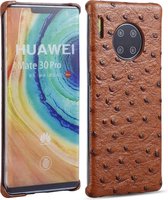 Voor Huawei Mate 30 Pro struisvogel textuur hoofdlaag rundleer achterkant hoes (bruin)