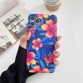 IMD Flower Pattern TPU beschermhoes voor iPhone 11 Pro (oranje)