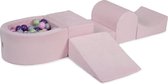 Foam Speelset met ballenbak Roze incl 100 ballen: Licht Groen, Violet, Grijs, Pastel Roze