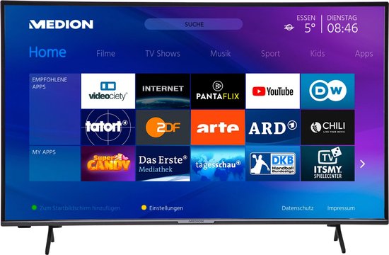 Bol Com Medion Lifea X15556 Smart Tv 58 Inch Ultra Hd Display Hdr Micro Dimming Pvr
