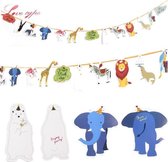 Originele Slinger – Vlag – Versiering – Jungle - Banner – Guirlande kinderen | Jungle – Leeuw – Giraffe – Zeeleeuw - Olifant | Verjaardag – Feest – Party – Birthday – Babyshower - Kinderverjaardag | Decoratie | Kids - DH collection