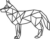 Hout-Kado - Wolf - Small - Zwart - Geometrische dieren en vormen - Hout - Lasergesneden- Wanddecoratie