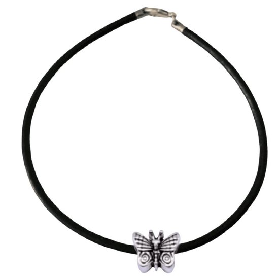 Enkelkoord Zwart- Vlinder- 24.5 cm- Extran lang-Charme Bijoux