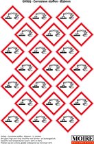 Pictogram sticker 75 stuks GHS05 - Bijtende stoffen - 50 x 50 mm - 15 stickers op 1 vel