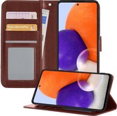 Samsung A72 Hoesje Book Case Hoes - Samsung Galaxy A72 Case Hoesje Wallet Cover - Samsung Galaxy A72 Hoesje - Bruin