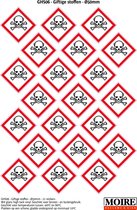 Pictogram sticker 75 stuks GHS06 - Giftige stoffen sticker - 50 x 50 mm - 15 stickers op 1 vel