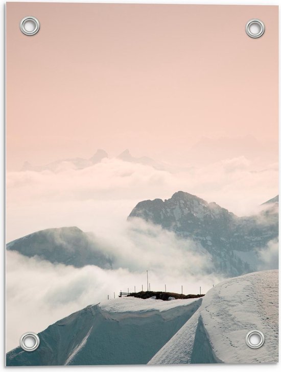 Tuinposter - Hoge Sneeuw Bergen - Foto op Tuinposter (wanddecoratie voor buiten en binnen)