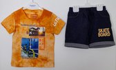 Jongens kleding set geel T-shirt korte spijkerbroek Skate 100% katoen maat 110