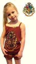 Harry Potter -  meisjes - kinder/tiener - singlet - pyjama/shortama - 100% Jersey katoen - rood- maat- 122/128