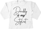 Shirt baby-kind-Papa is mijn stylist-lange mouwen-wit-zwart-Maat 56